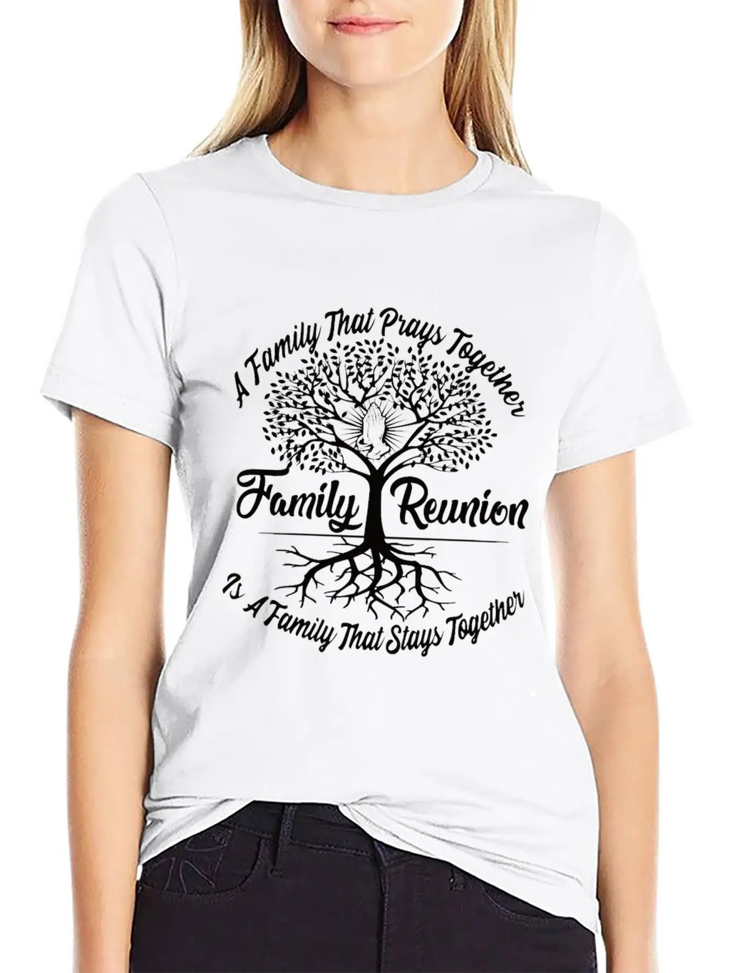 Family Reunion A Family Prays Together Breathable Graphic T-Shirt – Perfect For Casual Days