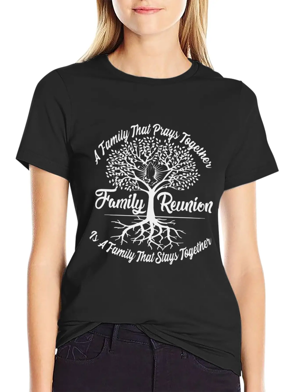 Family Reunion A Family Prays Together Breathable Graphic T-Shirt – Perfect For Casual Days
