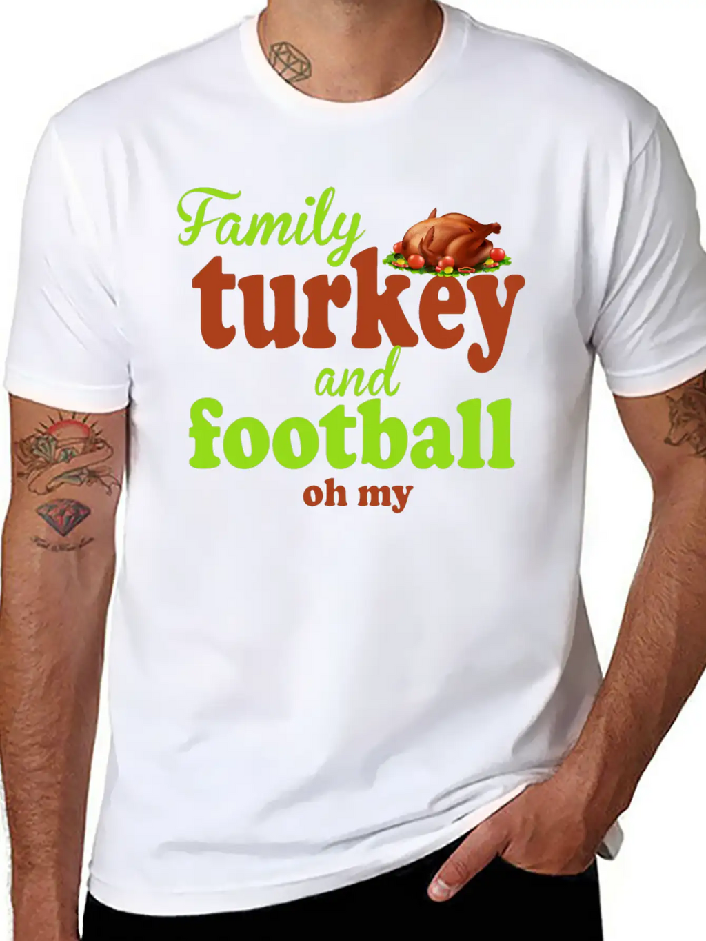 Family, Turkey, And Football — Oh My Basic Graphic T-Shirt – Daily Comfort In Soft Cotton