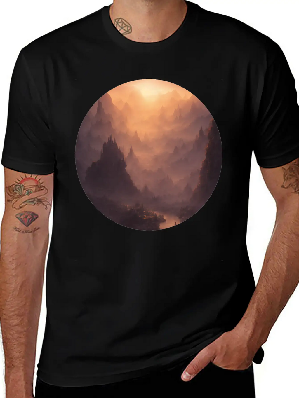 Fantasy Calm Landscape Relaxed Everyday Tee – Lightweight And Durable Cotton