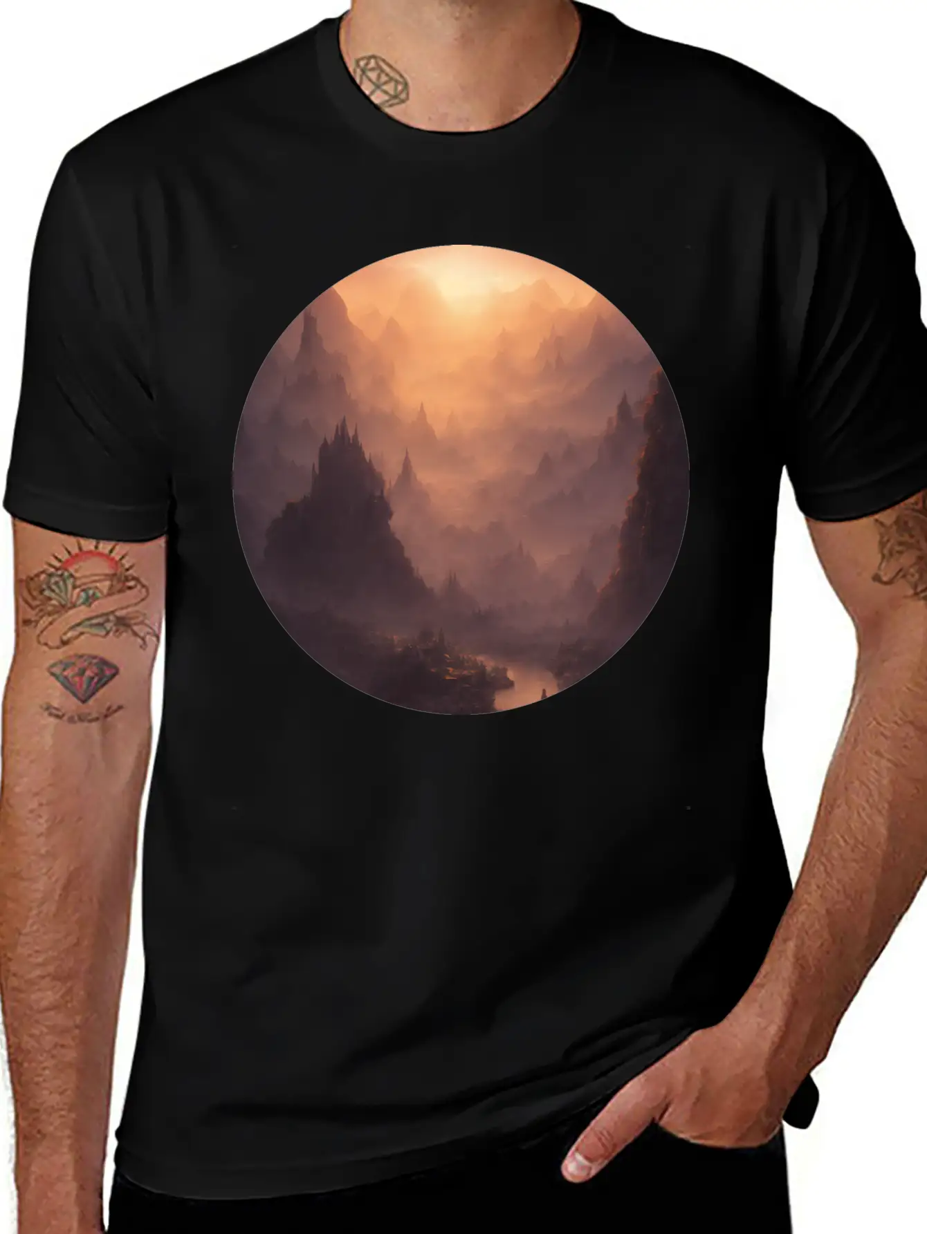Fantasy Calm Landscape Relaxed Everyday Tee – Lightweight And Durable Cotton