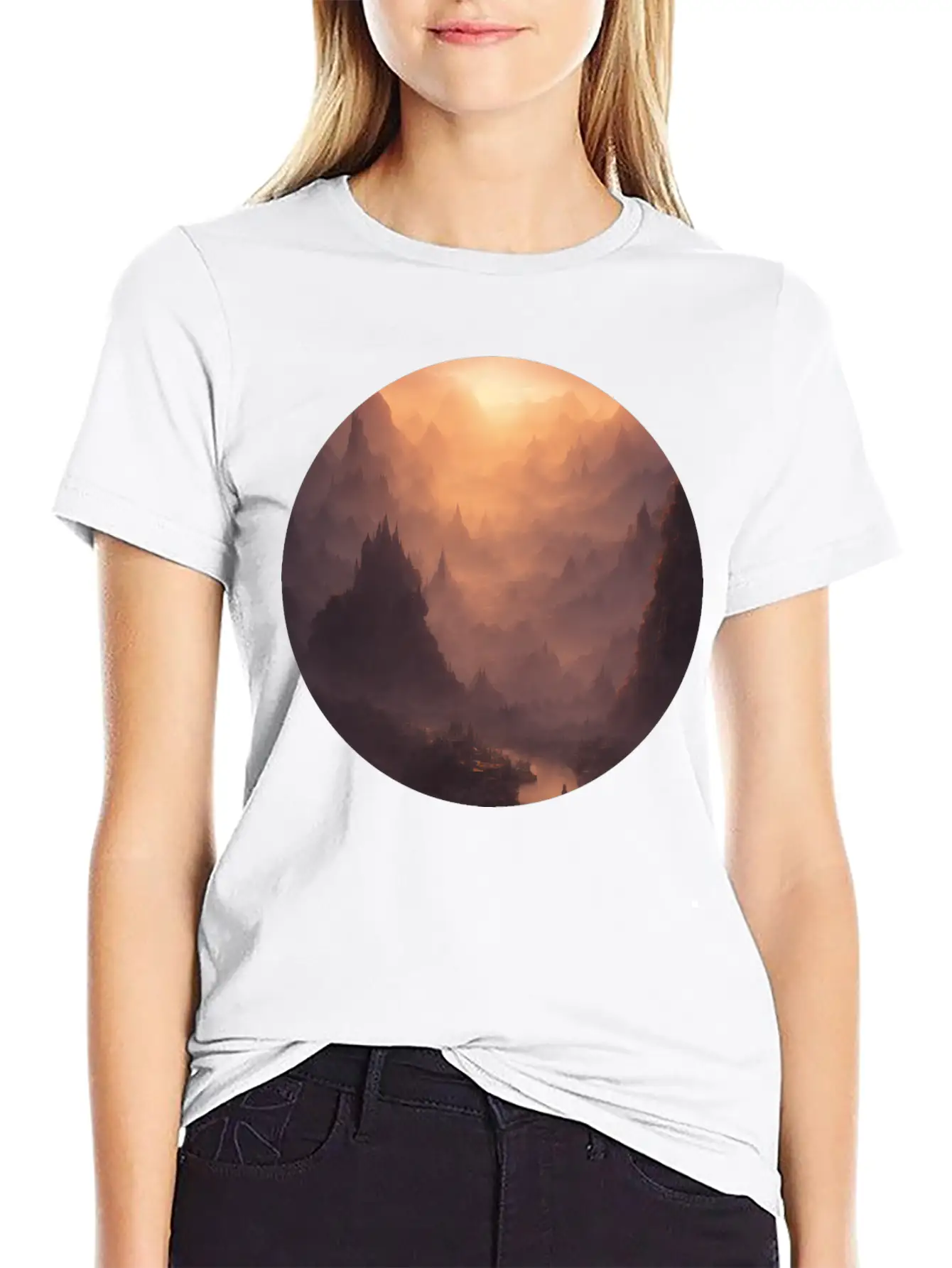 Fantasy Calm Landscape Relaxed Everyday Tee – Lightweight And Durable Cotton