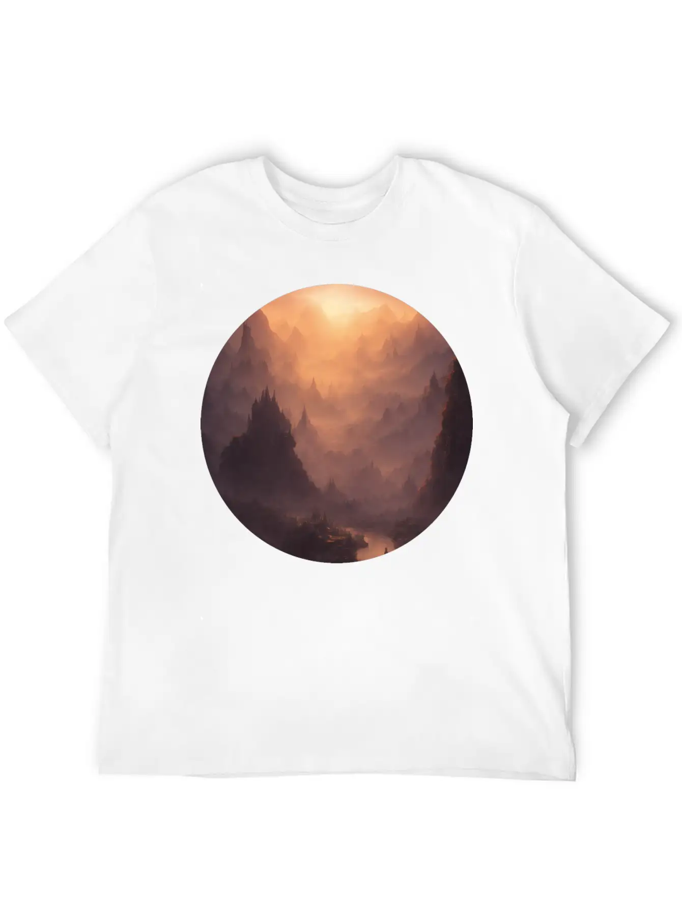 Fantasy Calm Landscape Relaxed Everyday Tee – Lightweight And Durable Cotton