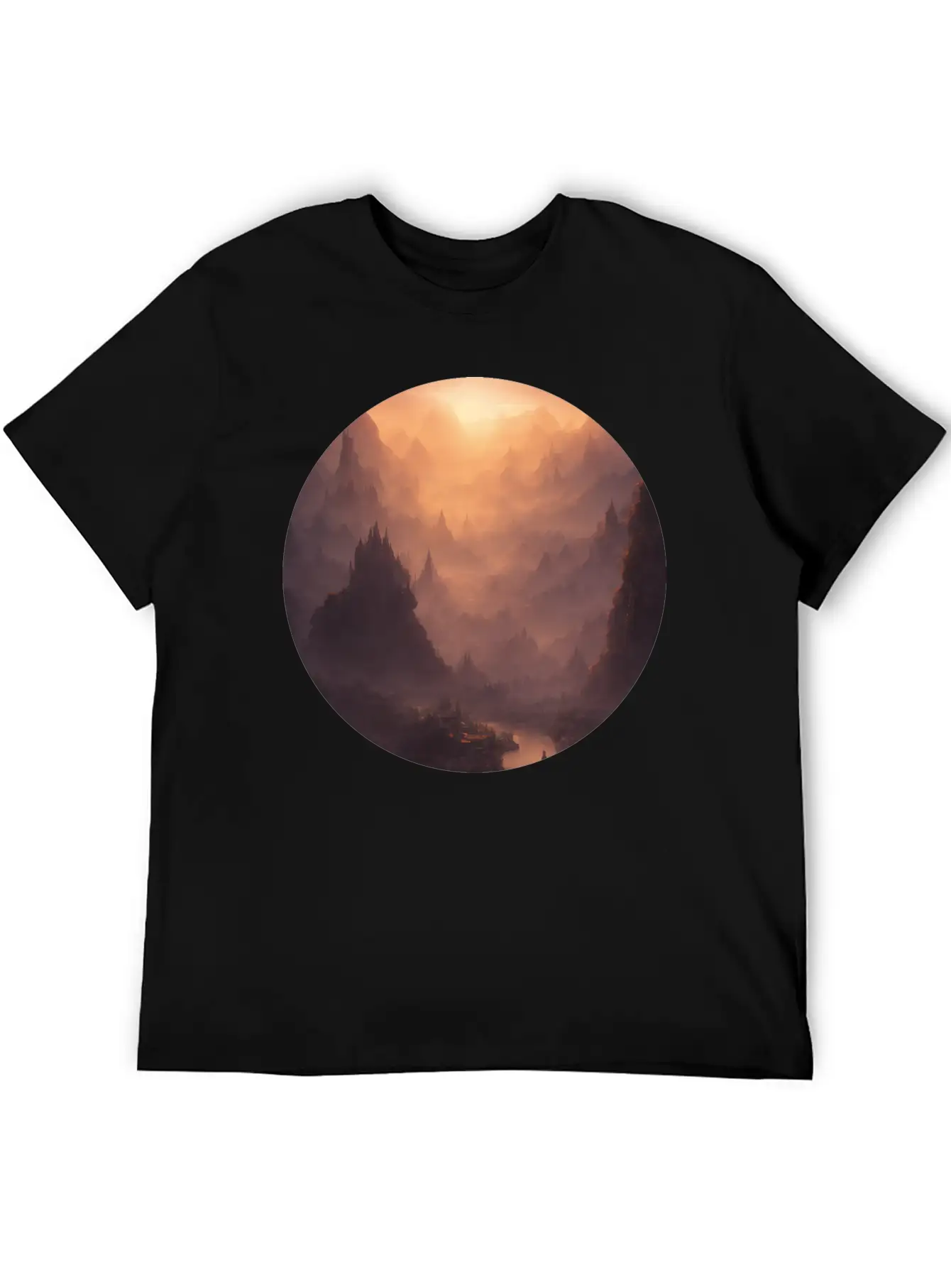Fantasy Calm Landscape Relaxed Everyday Tee – Lightweight And Durable Cotton