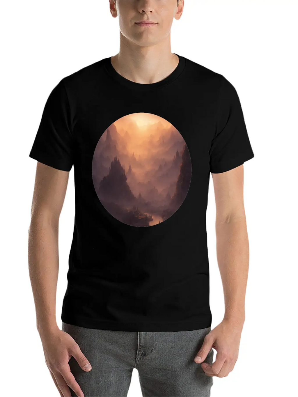 Fantasy Calm Landscape Relaxed Everyday Tee – Lightweight And Durable Cotton