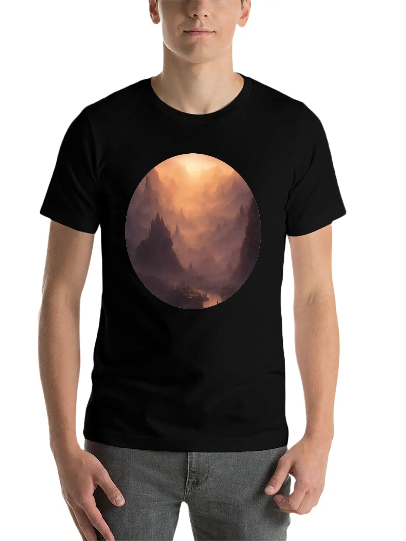 Fantasy Calm Landscape Relaxed Everyday Tee – Lightweight And Durable Cotton