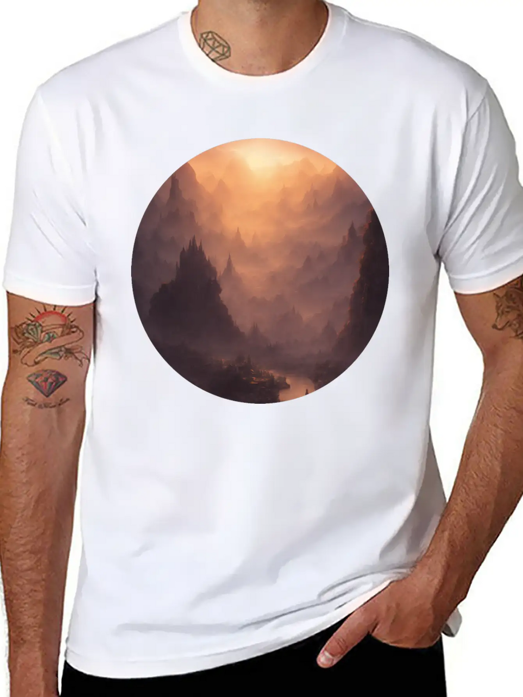 Fantasy Calm Landscape Relaxed Everyday Tee – Lightweight And Durable Cotton