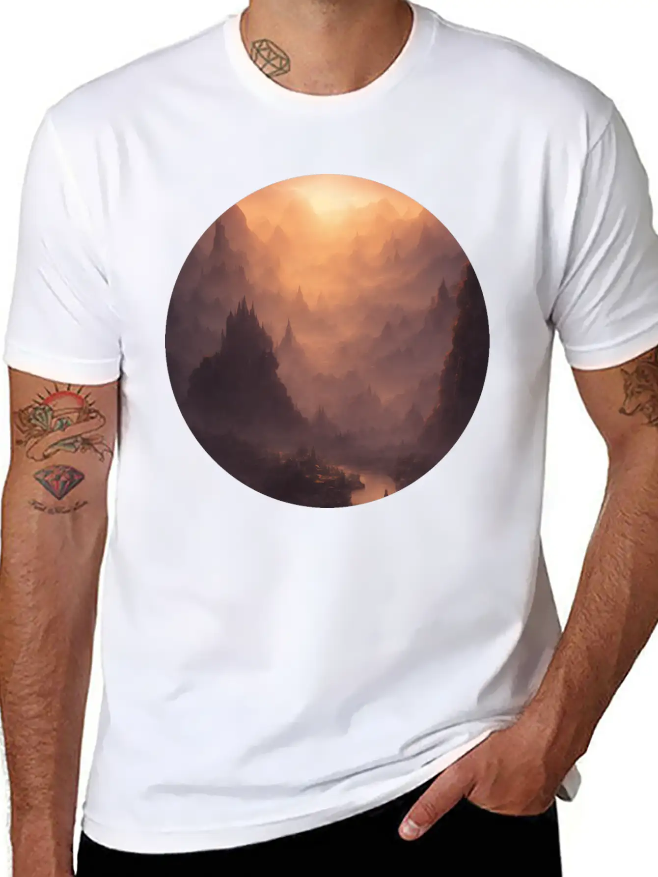 Fantasy Calm Landscape Relaxed Everyday Tee – Lightweight And Durable Cotton