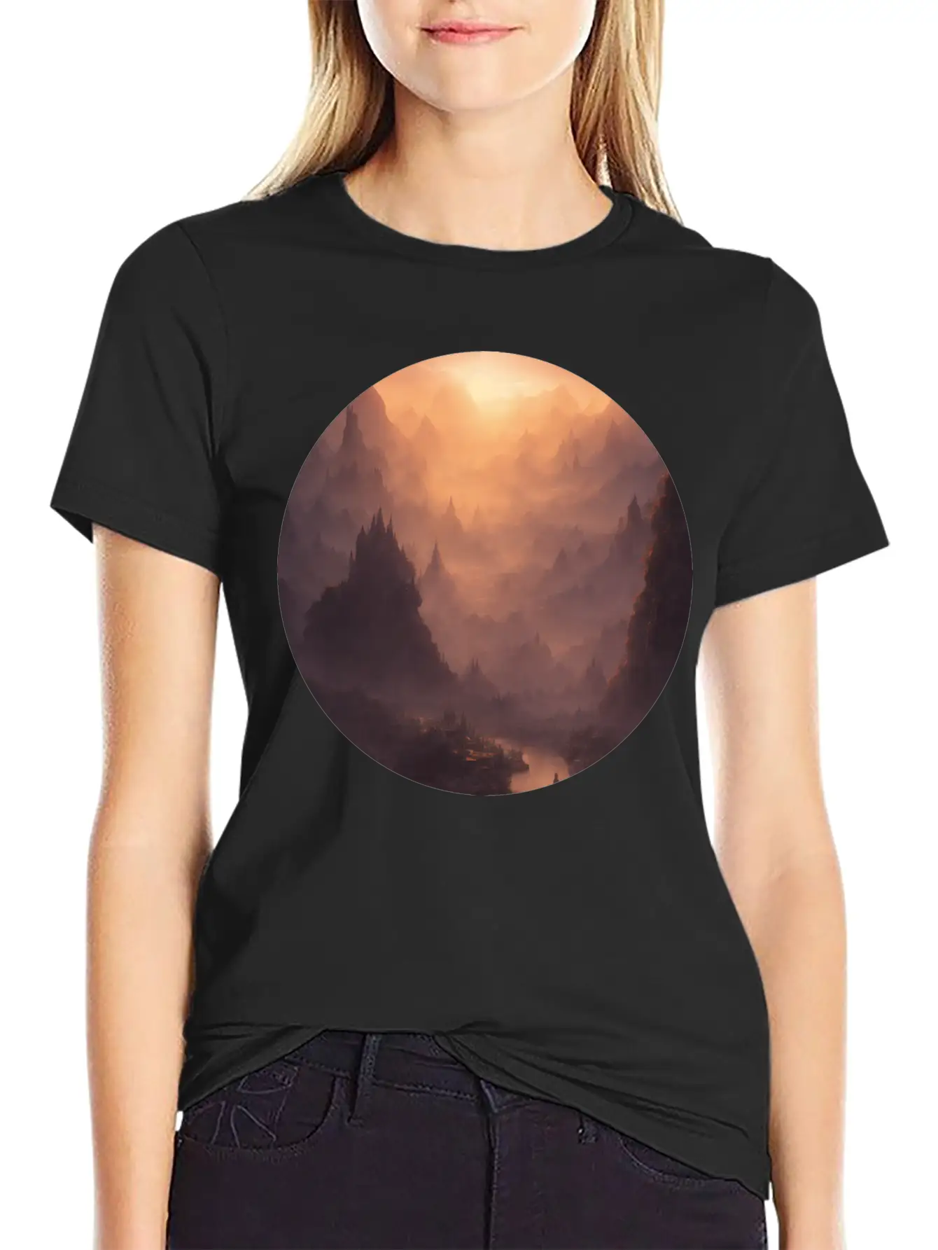 Fantasy Calm Landscape Relaxed Everyday Tee – Lightweight And Durable Cotton