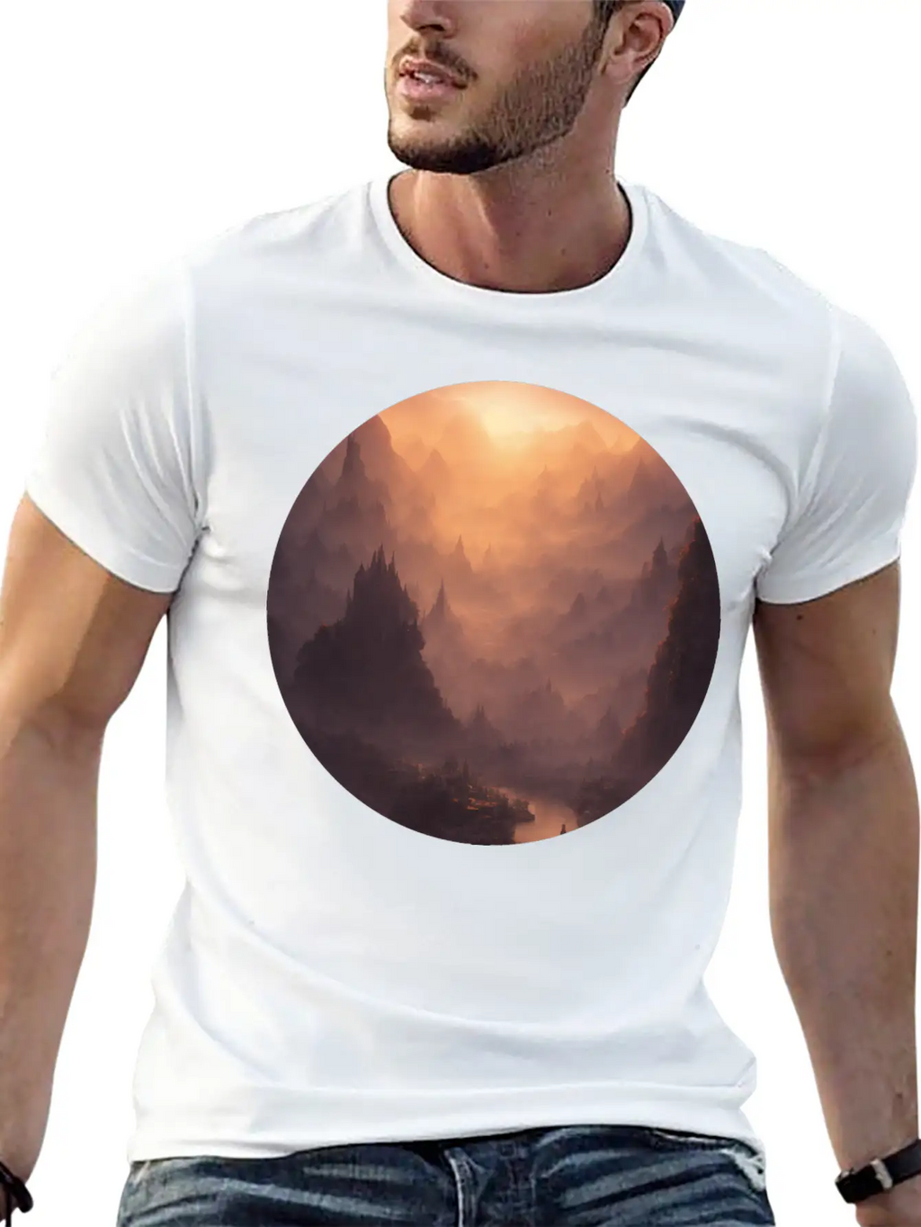 Fantasy Calm Landscape Relaxed Everyday Tee – Lightweight And Durable Cotton