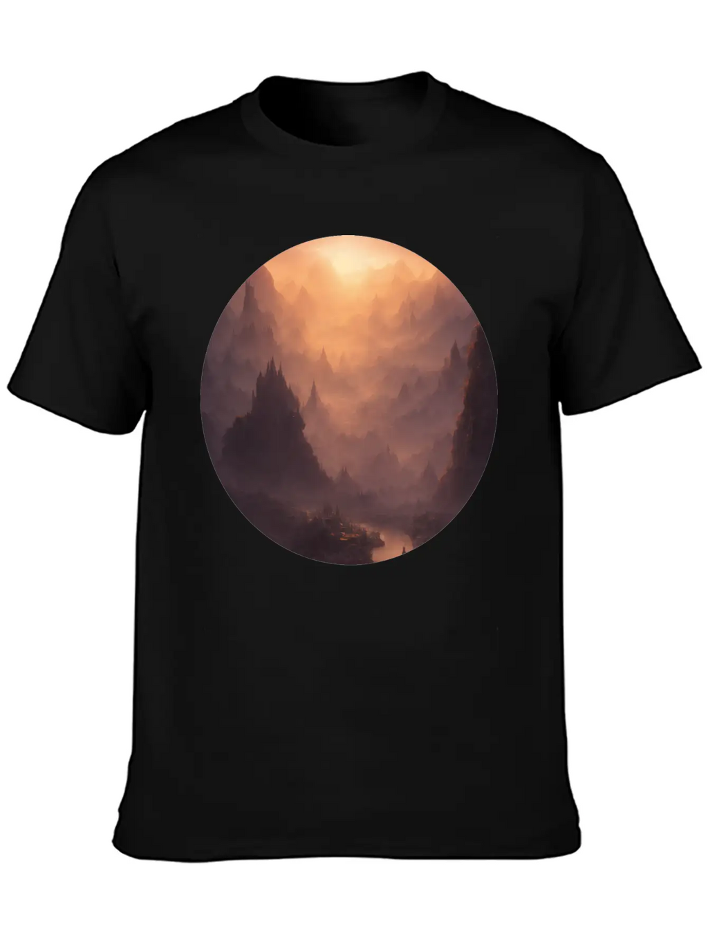 Fantasy Calm Landscape Relaxed Everyday Tee – Lightweight And Durable Cotton
