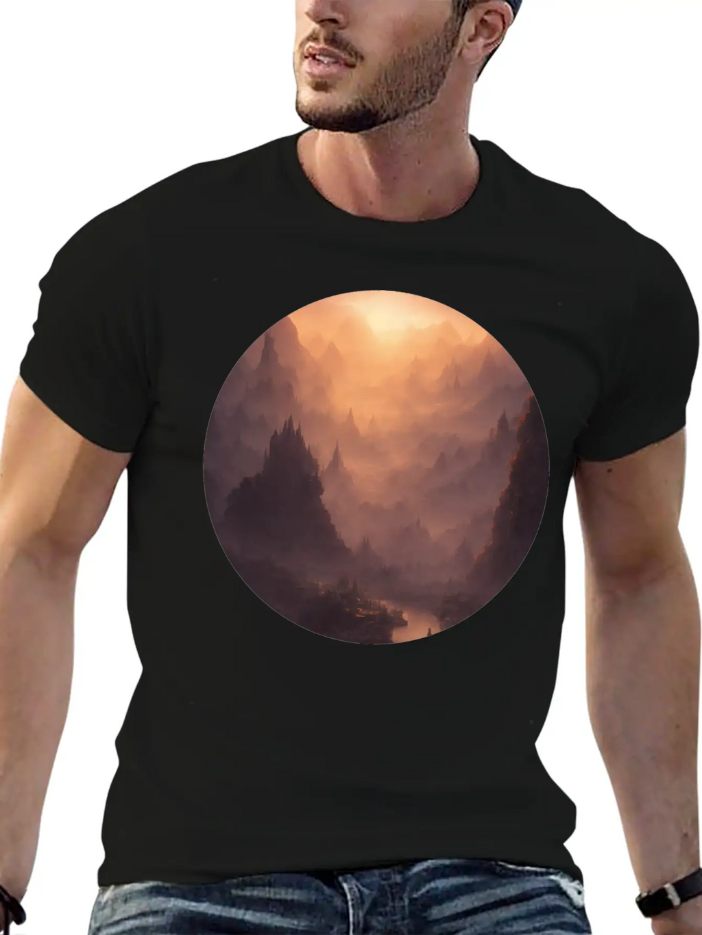 Fantasy Calm Landscape Relaxed Everyday Tee – Lightweight And Durable Cotton