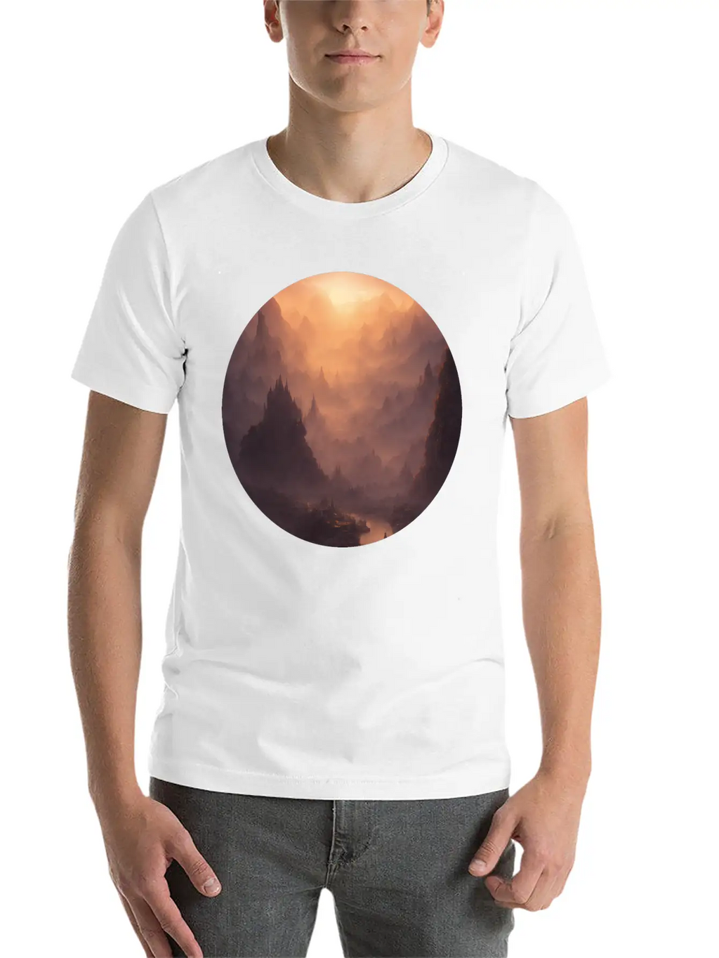 Fantasy Calm Landscape Relaxed Everyday Tee – Lightweight And Durable Cotton