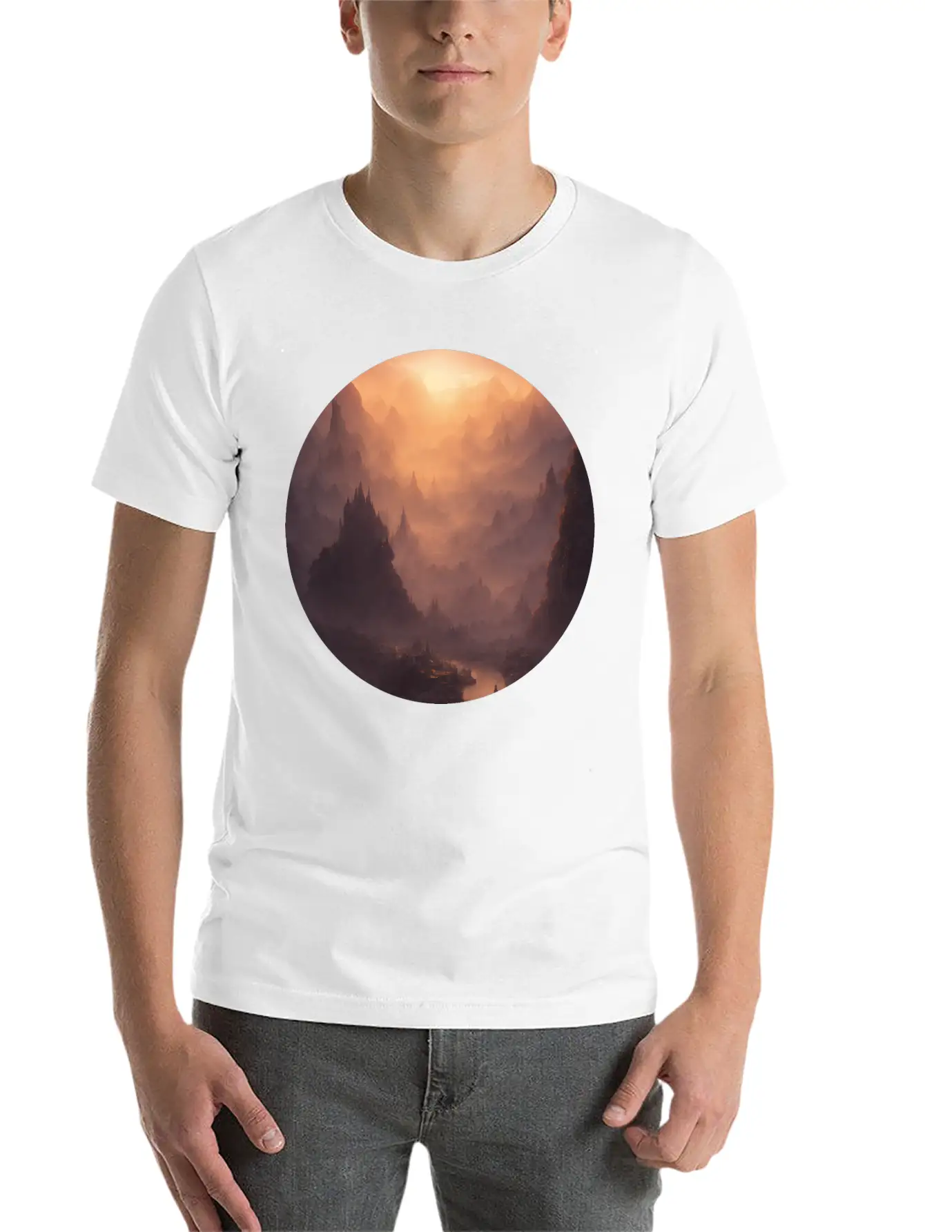 Fantasy Calm Landscape Relaxed Everyday Tee – Lightweight And Durable Cotton
