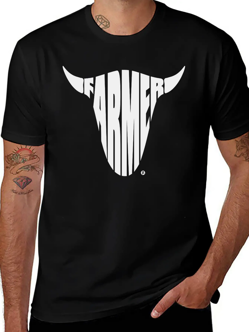 Farmer Farming Bull Skull Shirt Basic Graphic T-Shirt – Daily Comfort In Soft Cotton