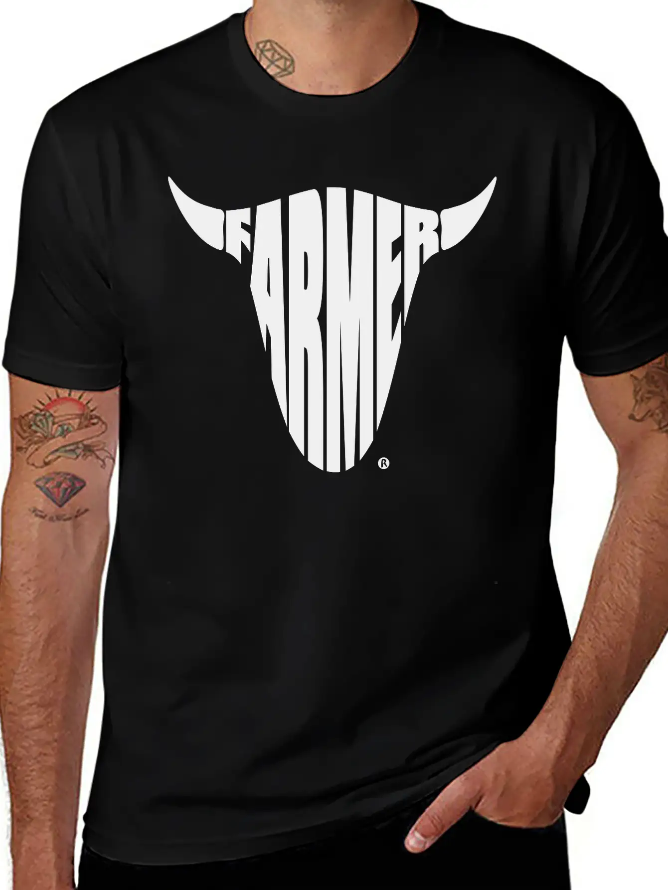 Farmer Farming Bull Skull Shirt Basic Graphic T-Shirt – Daily Comfort In Soft Cotton