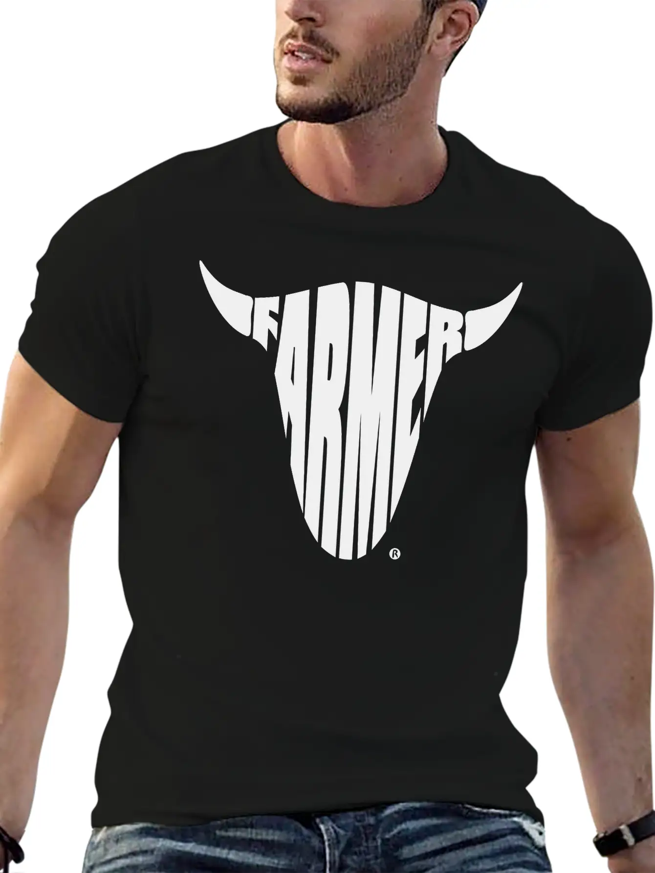 Farmer Farming Bull Skull Shirt Basic Graphic T-Shirt – Daily Comfort In Soft Cotton