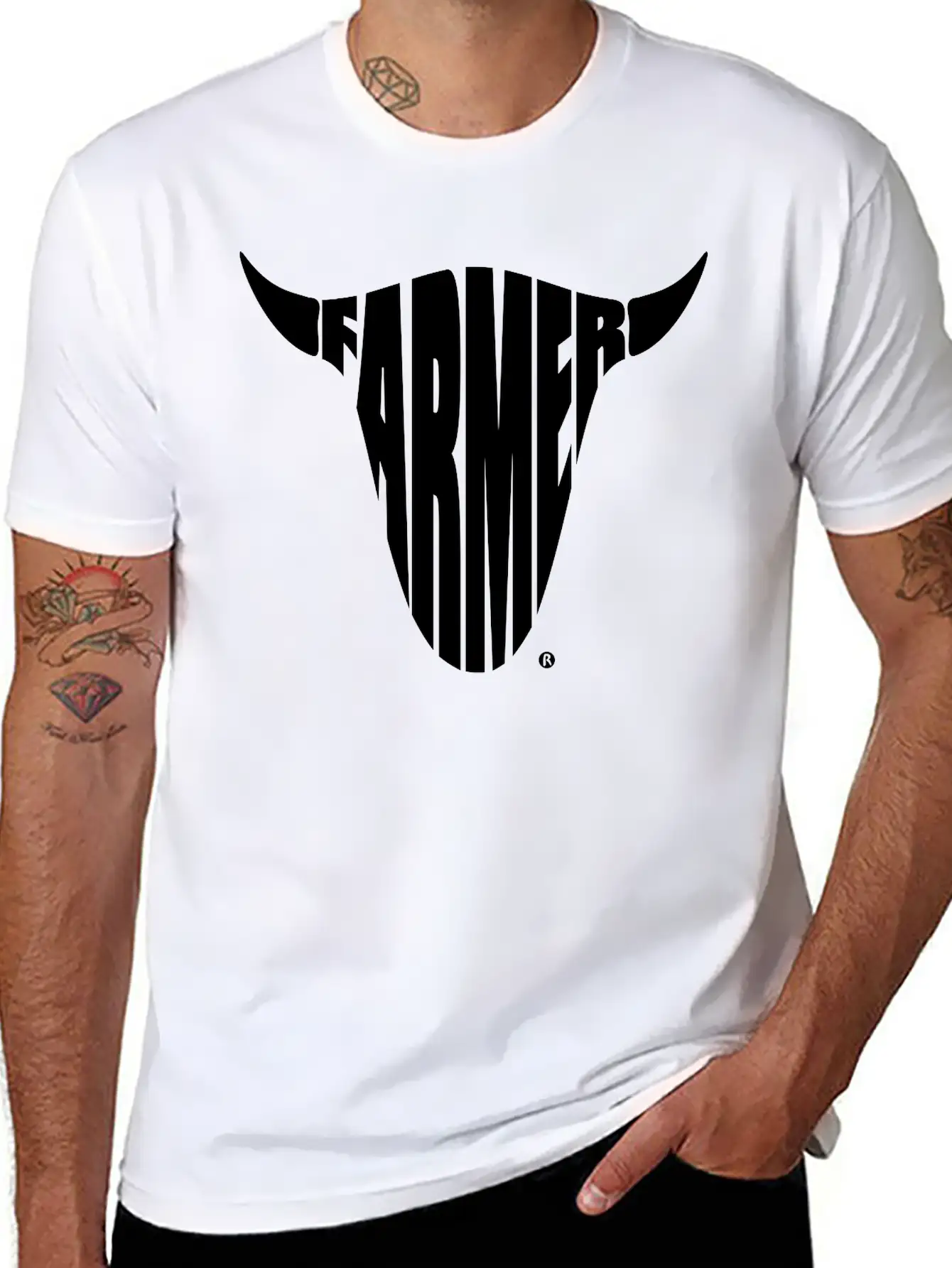 Farmer Farming Bull Skull Shirt Basic Graphic T-Shirt – Daily Comfort In Soft Cotton