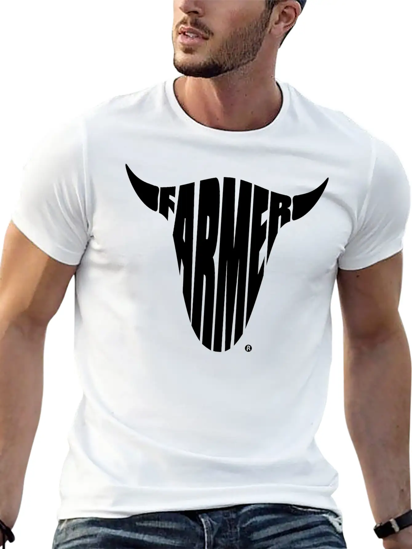 Farmer Farming Bull Skull Shirt Basic Graphic T-Shirt – Daily Comfort In Soft Cotton