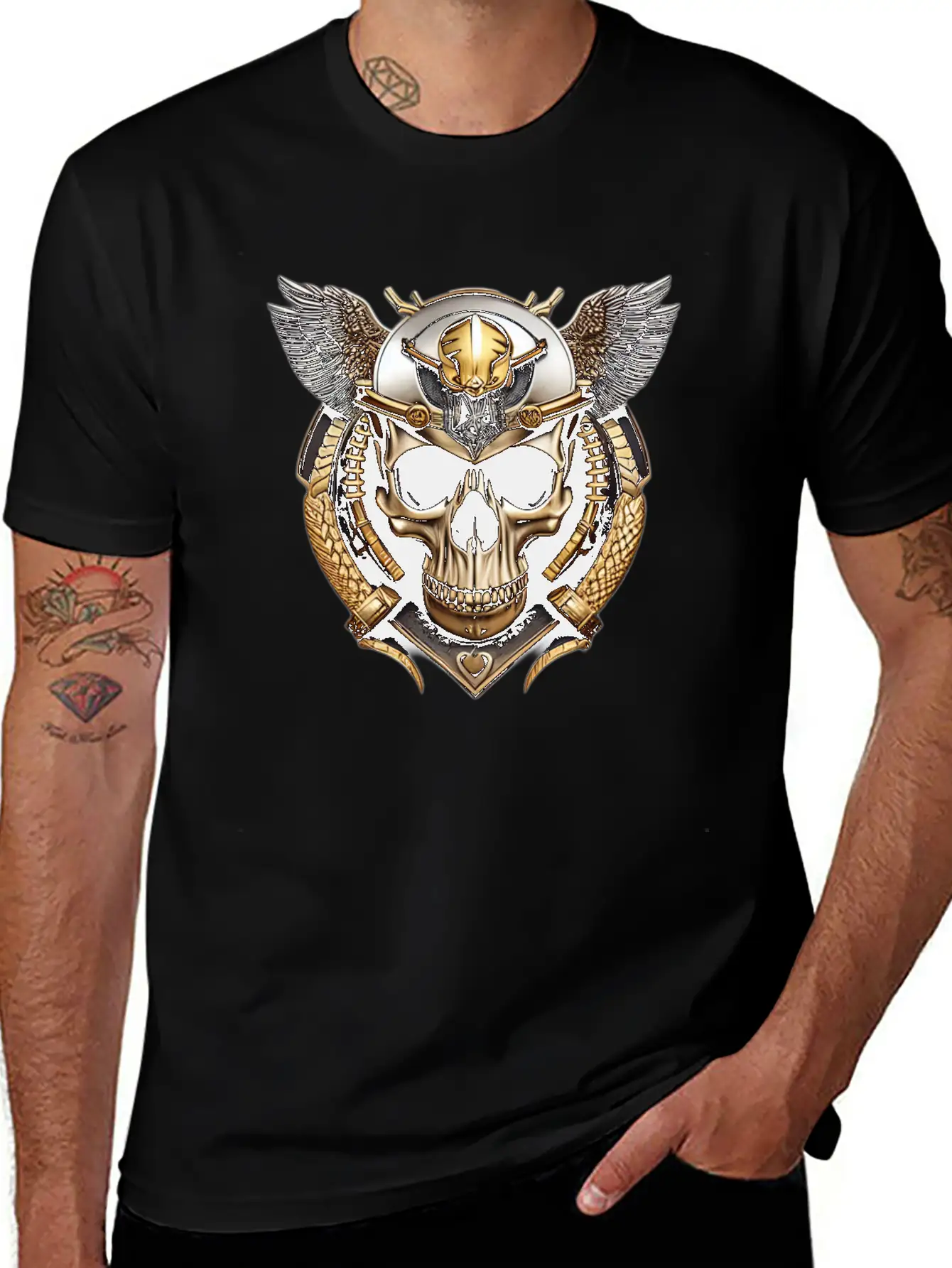 Fashion Metallic Skull Relaxed Everyday Tee – Lightweight And Durable Cotton