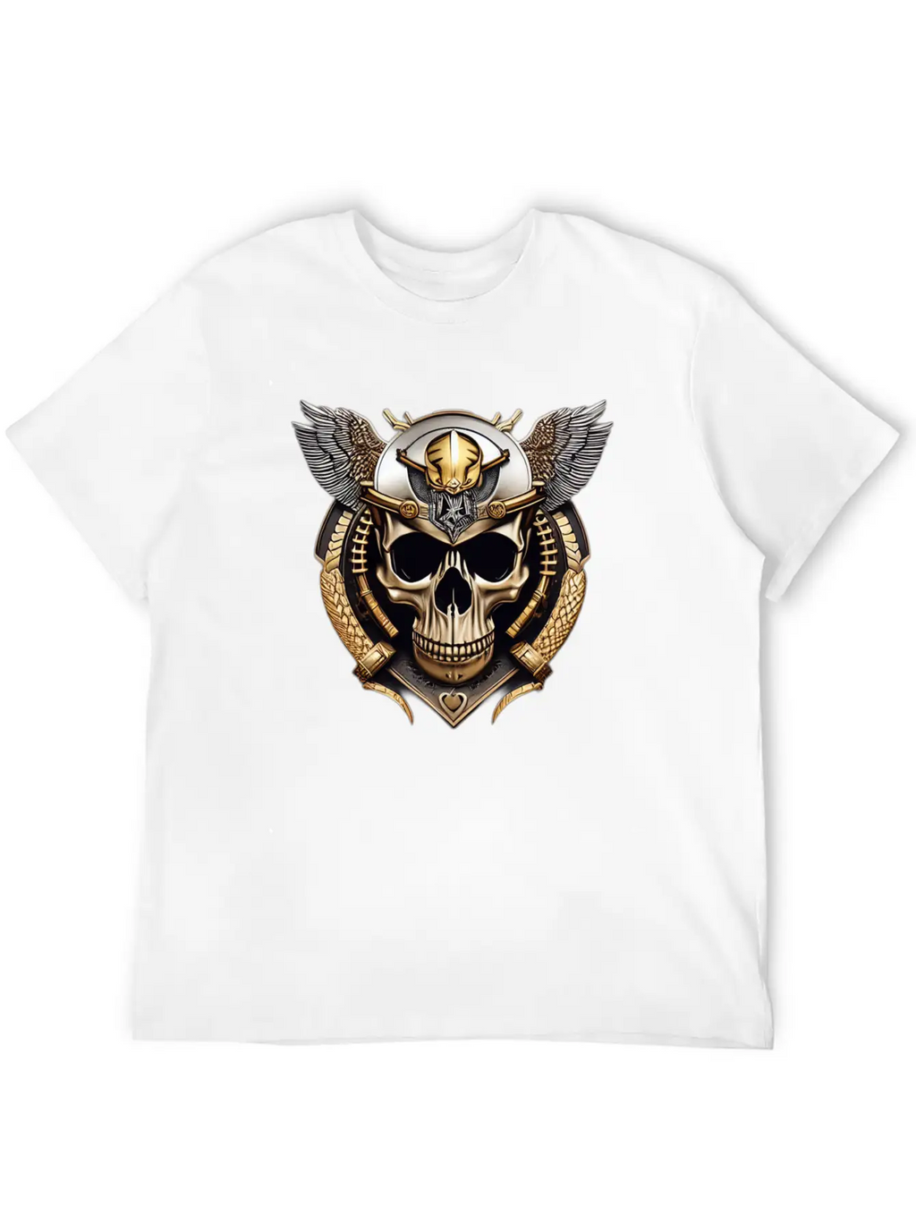 Fashion Metallic Skull Relaxed Everyday Tee – Lightweight And Durable Cotton