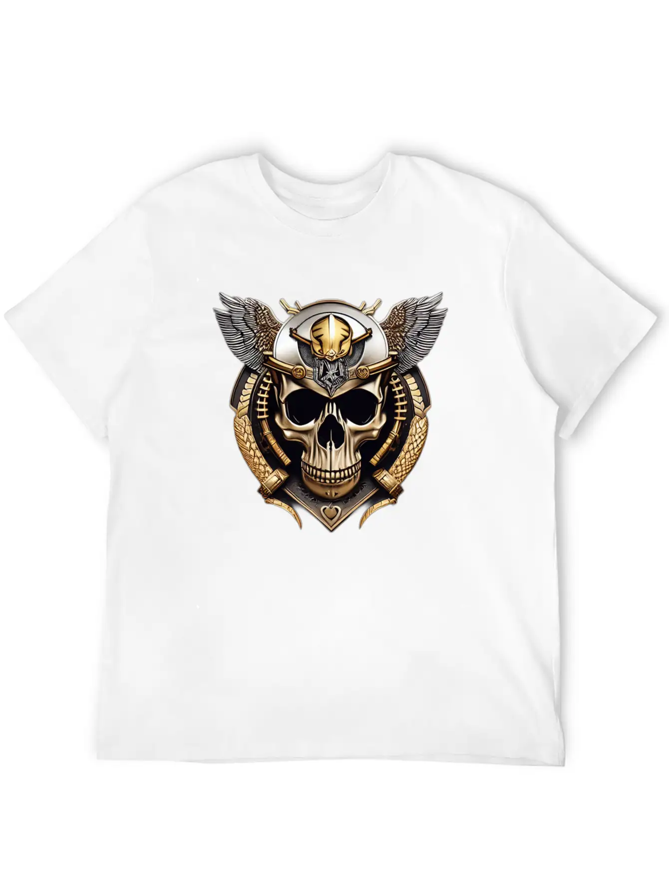 Fashion Metallic Skull Relaxed Everyday Tee – Lightweight And Durable Cotton