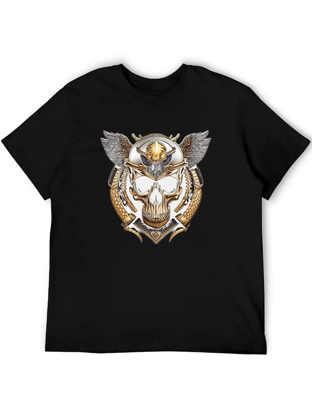 Fashion Metallic Skull Relaxed Everyday Tee – Lightweight And Durable Cotton