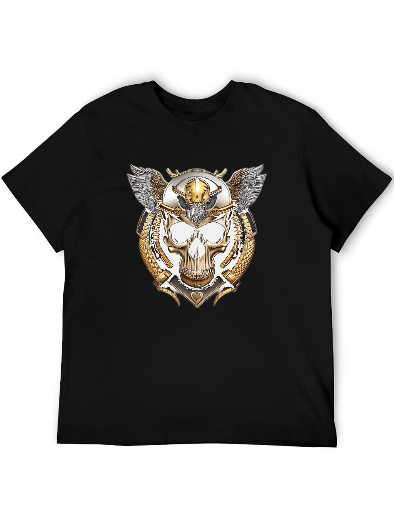 Fashion Metallic Skull Relaxed Everyday Tee – Lightweight And Durable Cotton