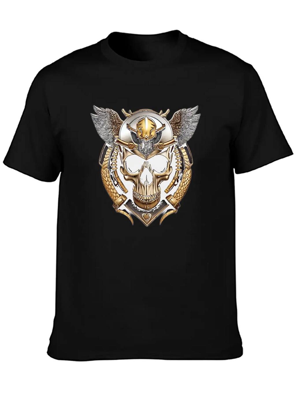 Fashion Metallic Skull Relaxed Everyday Tee – Lightweight And Durable Cotton