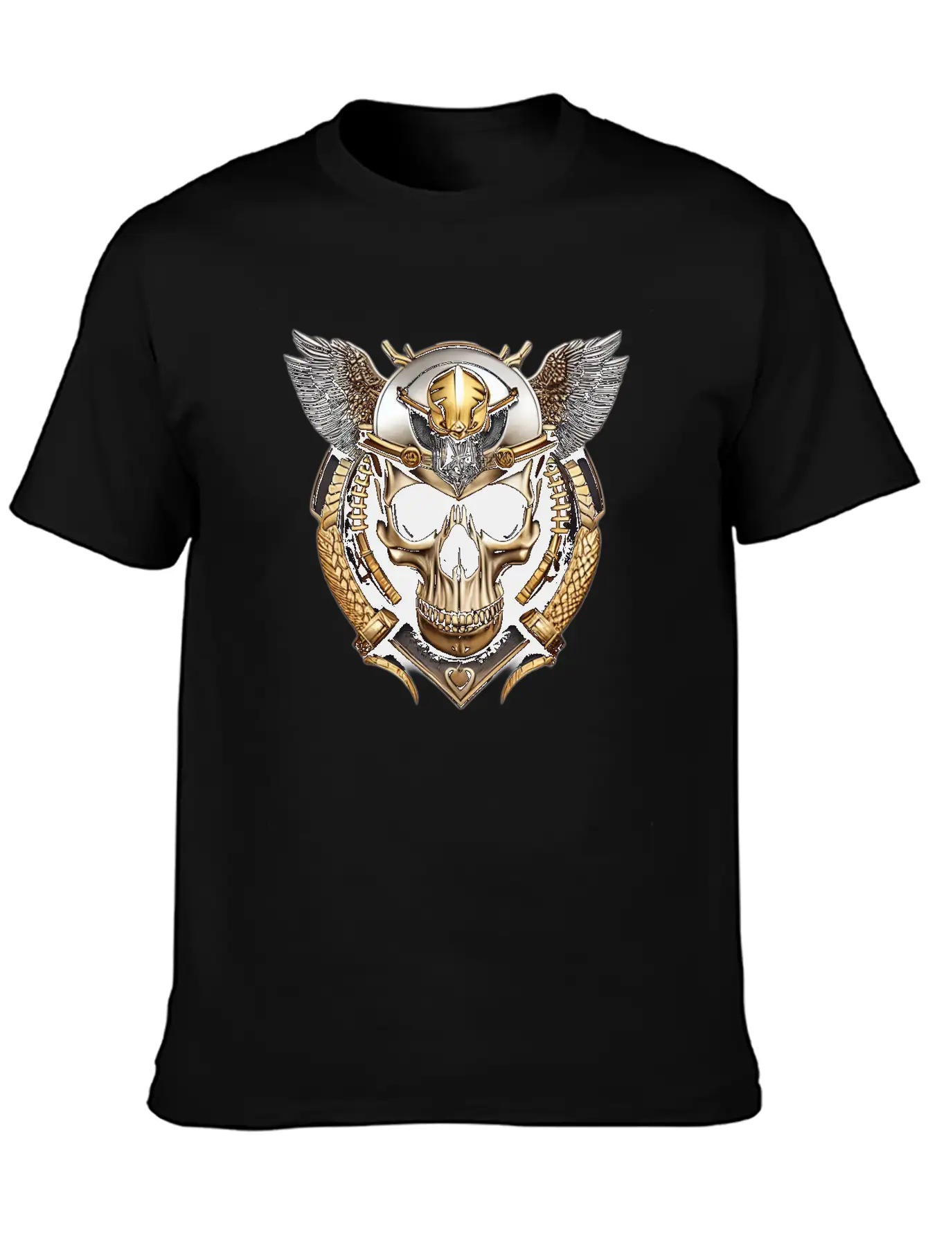 Fashion Metallic Skull Relaxed Everyday Tee – Lightweight And Durable Cotton