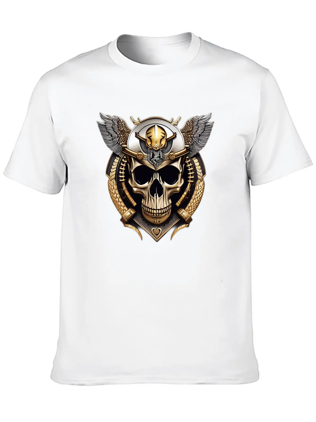 Fashion Metallic Skull Relaxed Everyday Tee – Lightweight And Durable Cotton