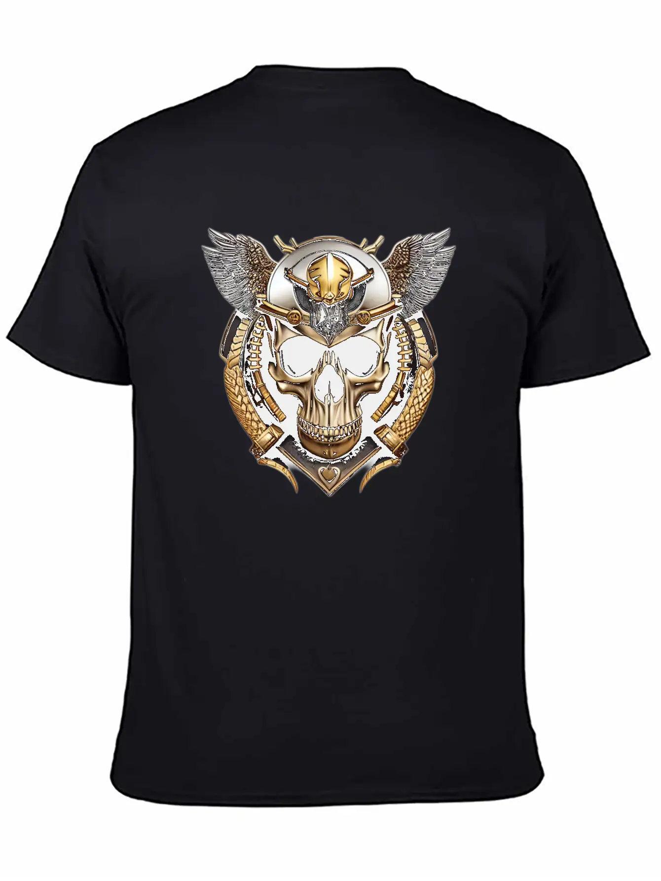 Fashion Metallic Skull Relaxed Everyday Tee – Lightweight And Durable Cotton