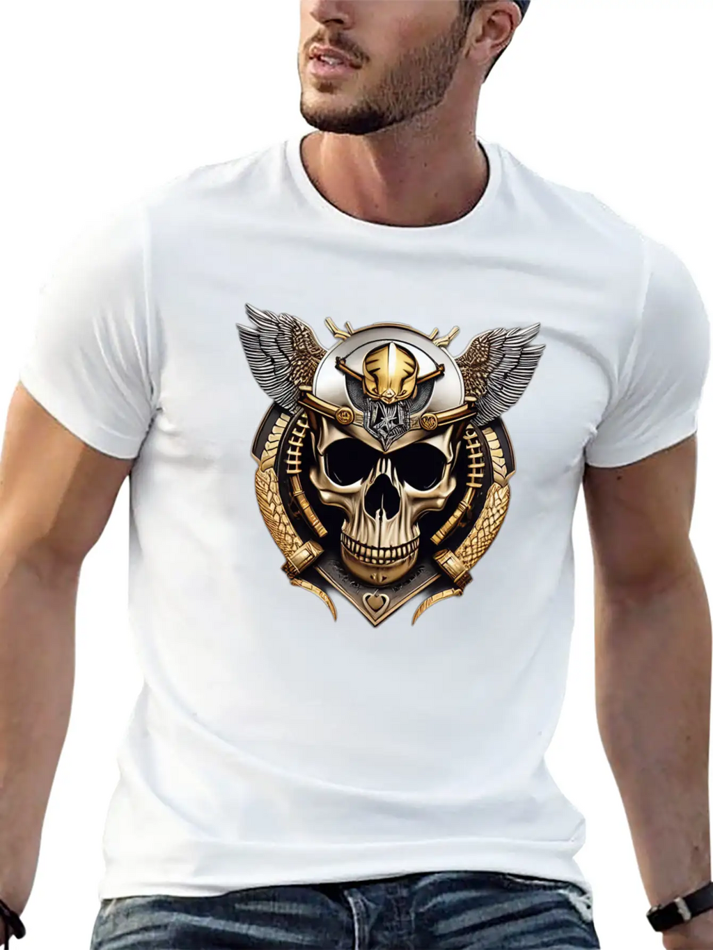 Fashion Metallic Skull Relaxed Everyday Tee – Lightweight And Durable Cotton