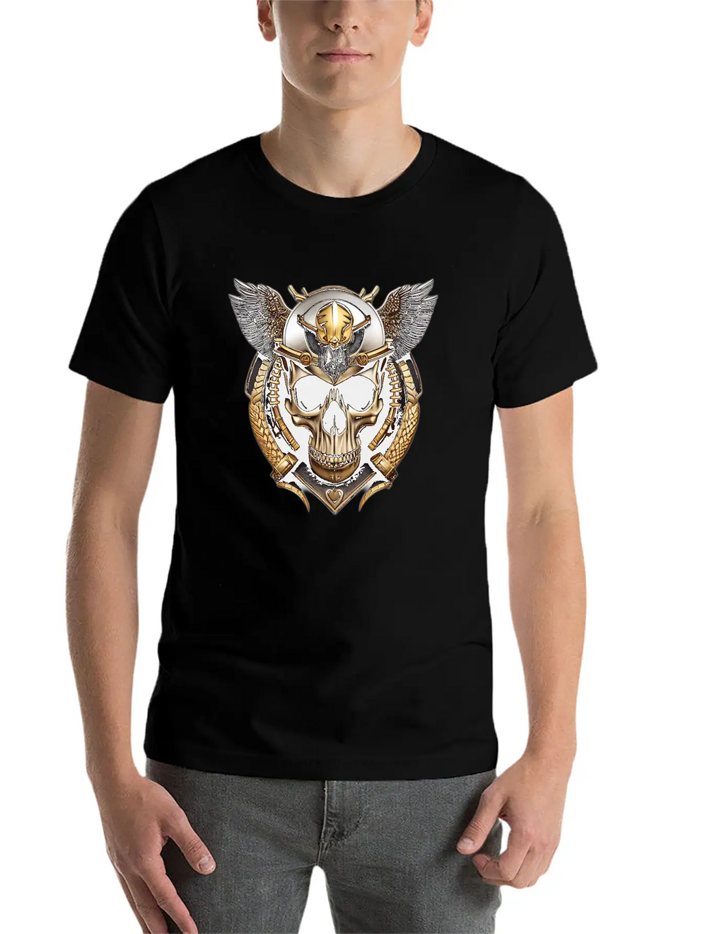 Fashion Metallic Skull Relaxed Everyday Tee – Lightweight And Durable Cotton