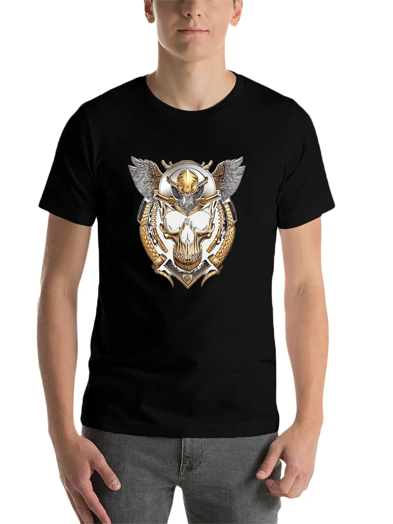 Fashion Metallic Skull Relaxed Everyday Tee – Lightweight And Durable Cotton