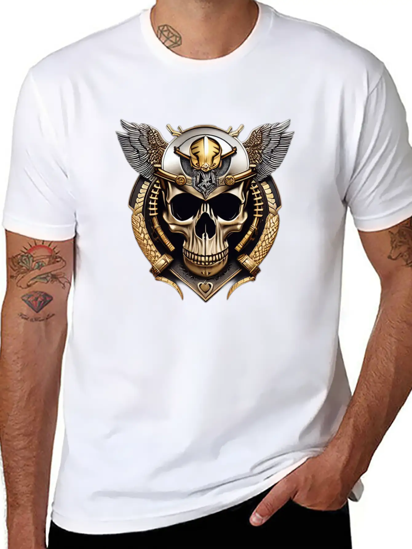 Fashion Metallic Skull Relaxed Everyday Tee – Lightweight And Durable Cotton