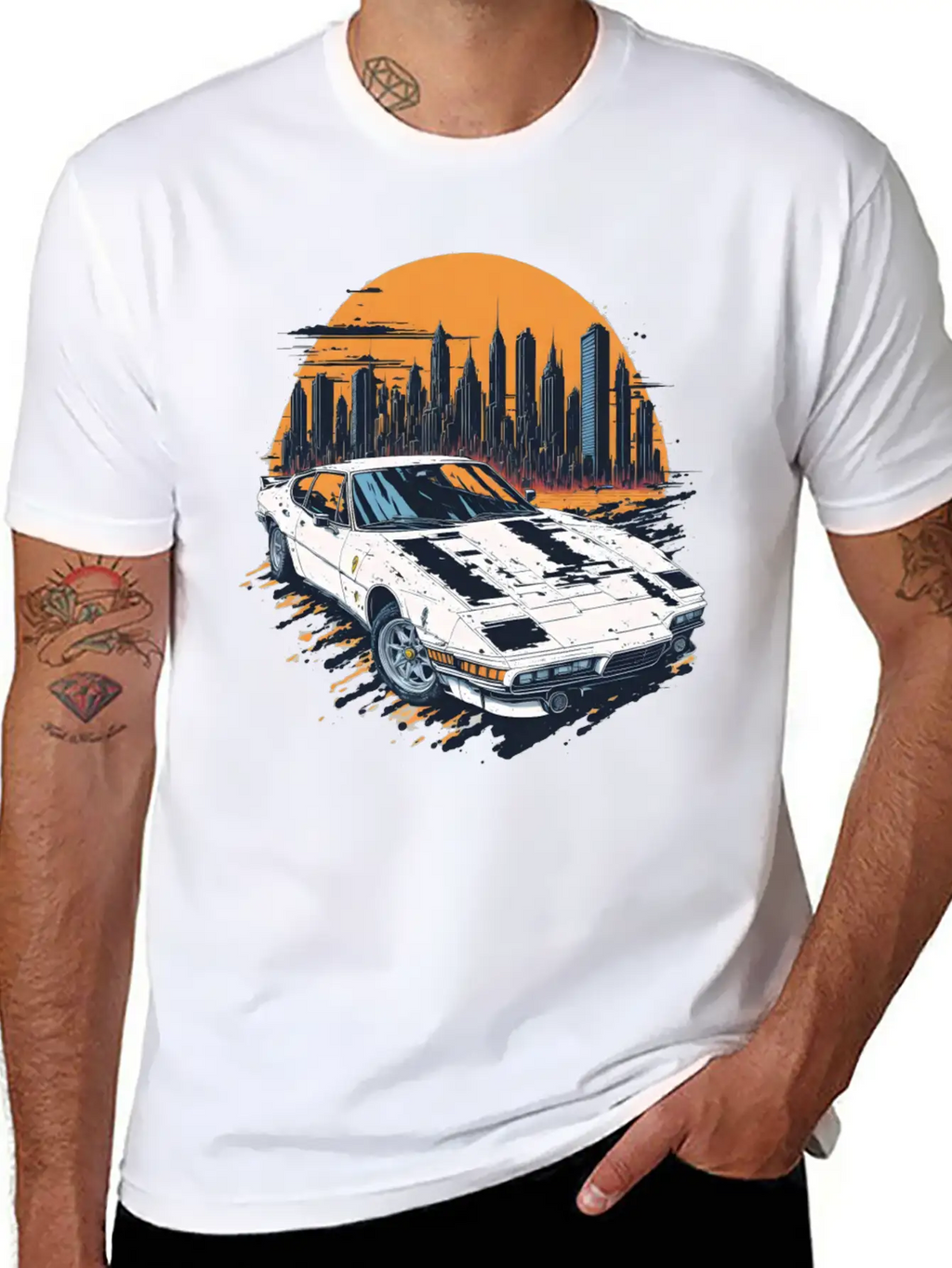 Fast Car White Breathable Soft Cotton T-Shirt – Timeless Casual Look