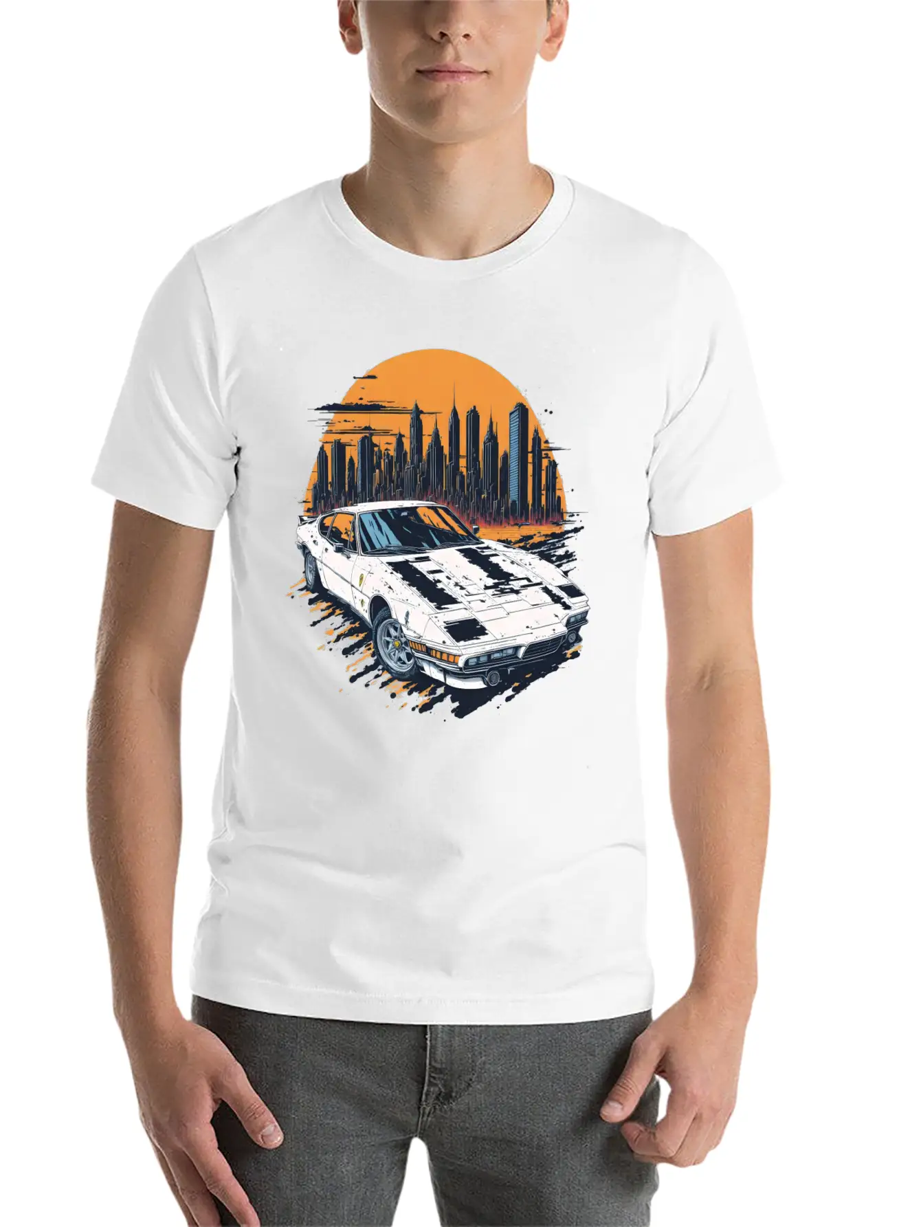 Fast Car White Breathable Soft Cotton T-Shirt – Timeless Casual Look