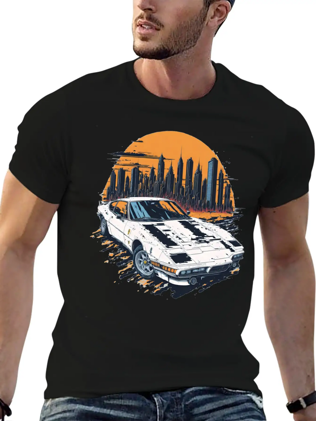 Fast Car White Breathable Soft Cotton T-Shirt – Timeless Casual Look
