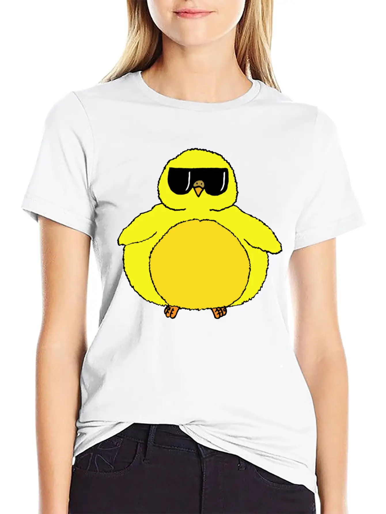 Fat Chick With Sunglasses Relaxed Everyday Tee – Lightweight And Durable Cotton