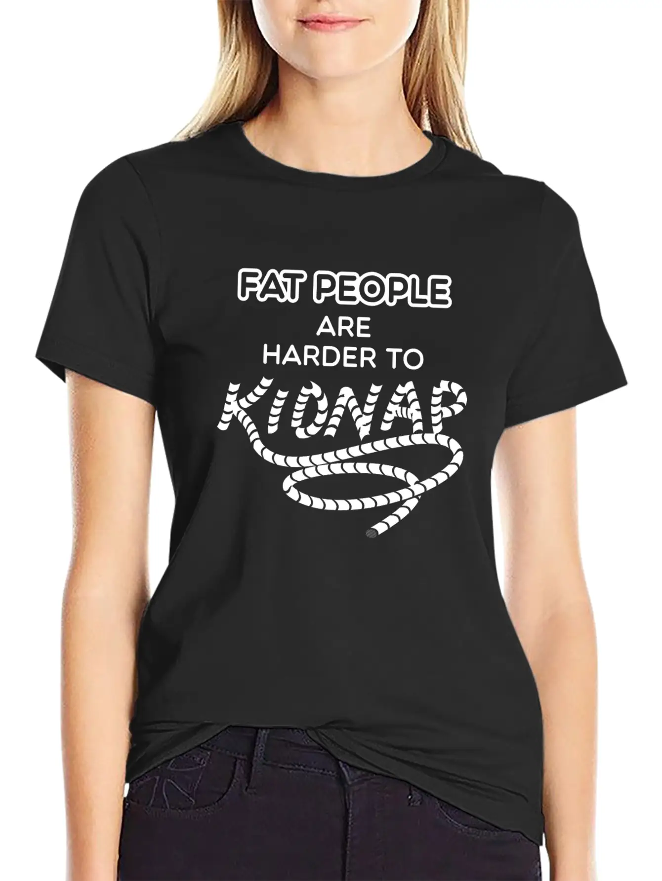 Fat People Are Harder To Kidnap Breathable Graphic T-Shirt – Perfect For Casual Days