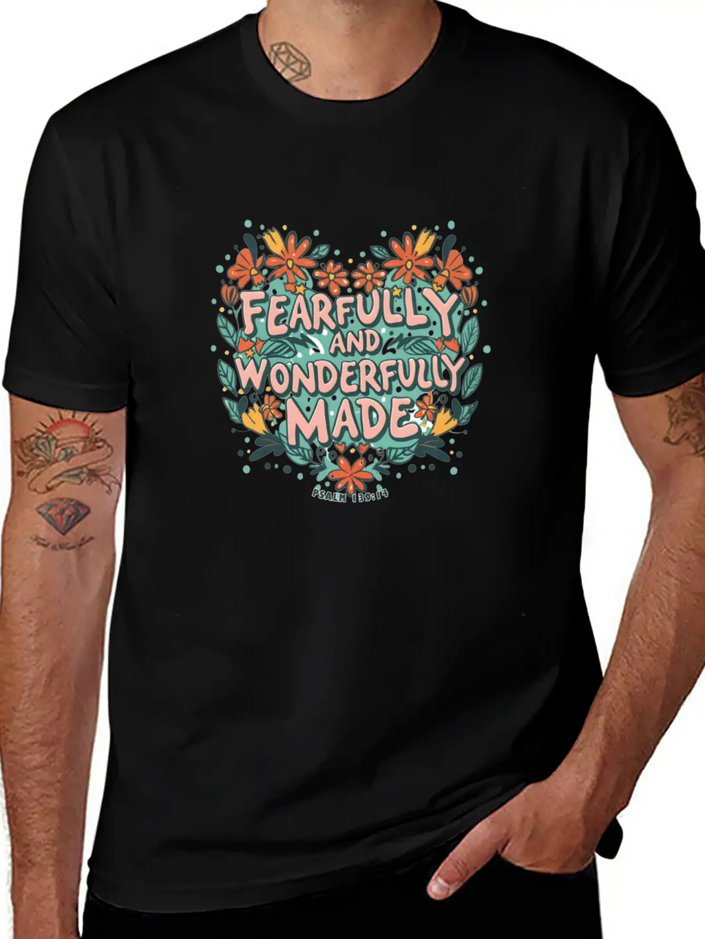 Fearfully And Wonderfully Made - Bible Verse Stylish Everyday T-Shirt – Unisex Basic Cotton Tee