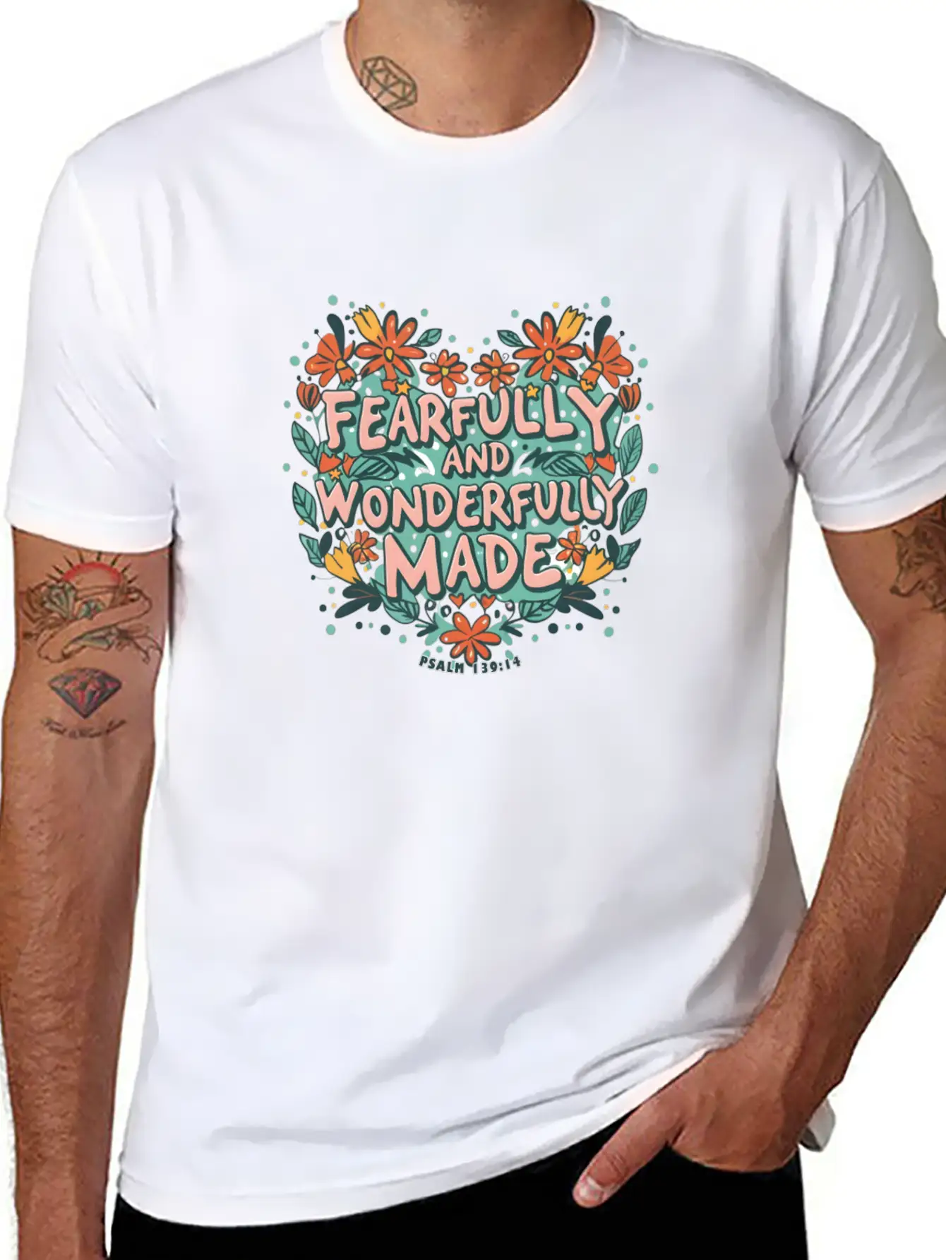 Fearfully And Wonderfully Made - Bible Verse Stylish Everyday T-Shirt – Unisex Basic Cotton Tee