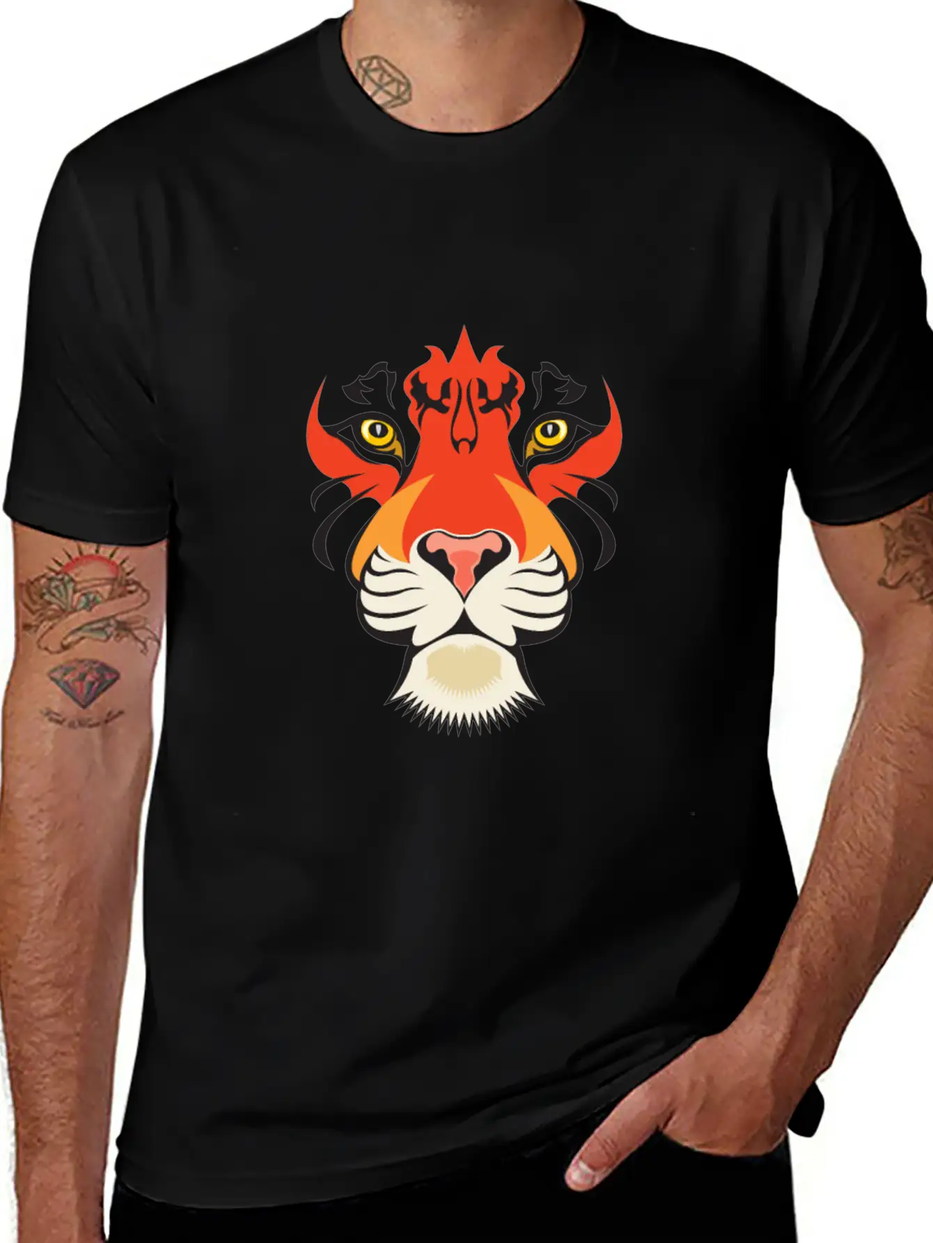 Fearless Big Cat Tiger Eye Tiger Face Tiger Head Stylish Everyday T-Shirt – Unisex Basic Cotton Tee
