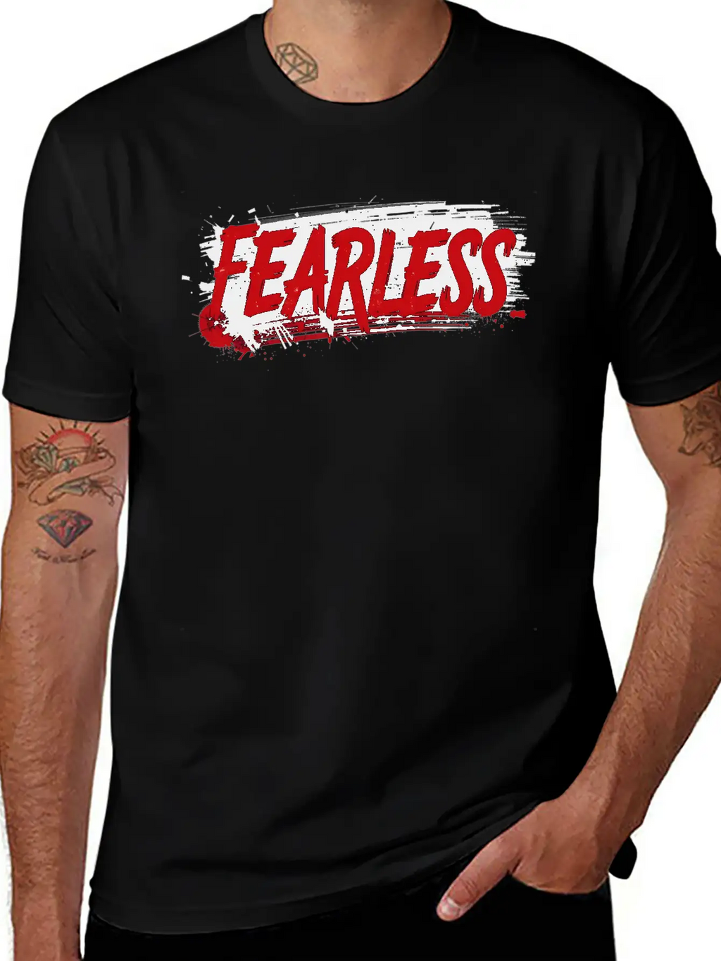 Fearless Grunge Text Art Breathable Graphic T-Shirt – Perfect For Casual Days