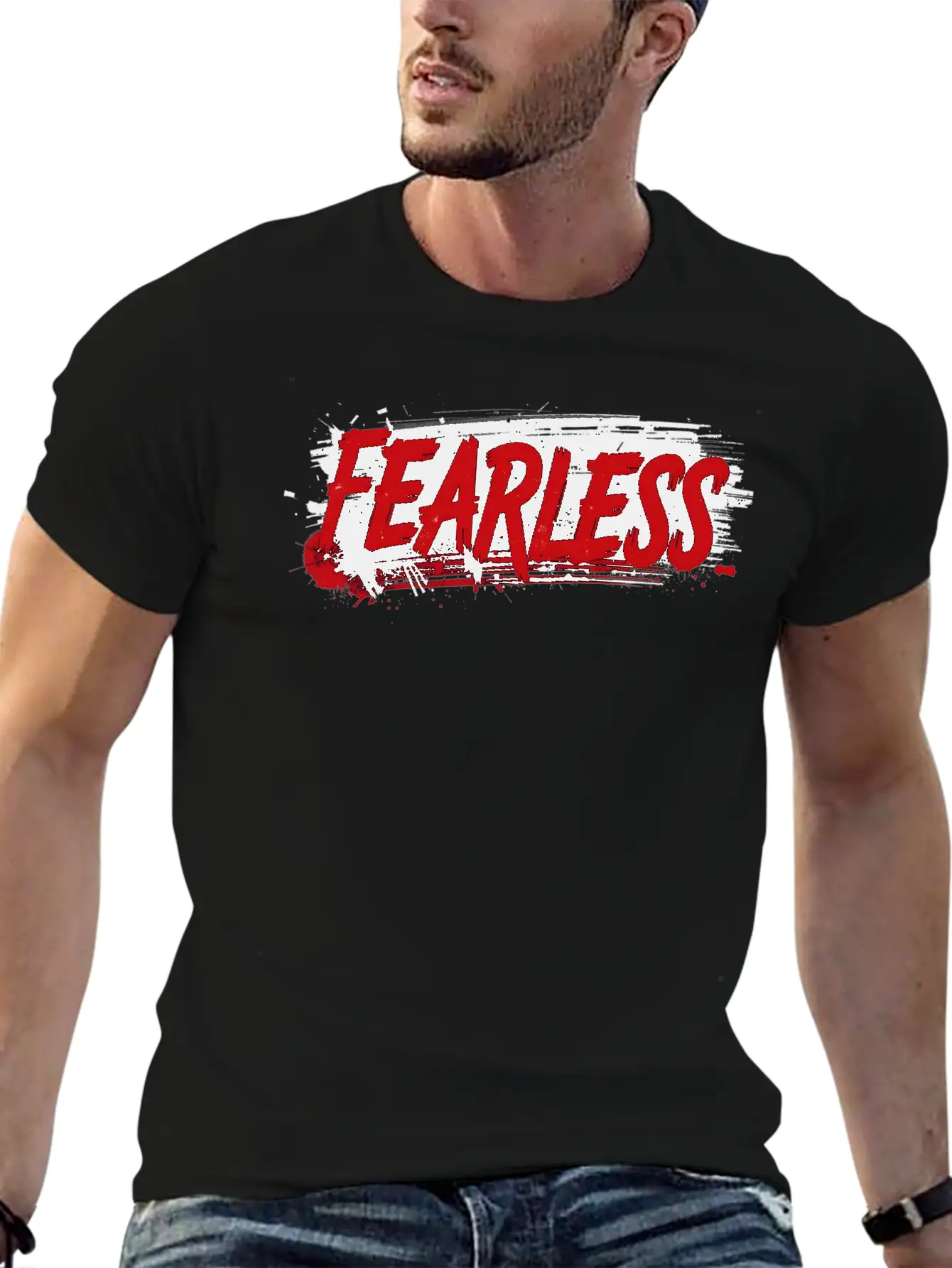 Fearless Grunge Text Art Breathable Graphic T-Shirt – Perfect For Casual Days