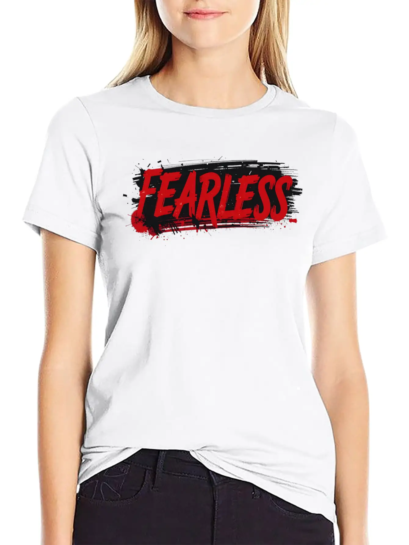Fearless Grunge Text Art Breathable Graphic T-Shirt – Perfect For Casual Days