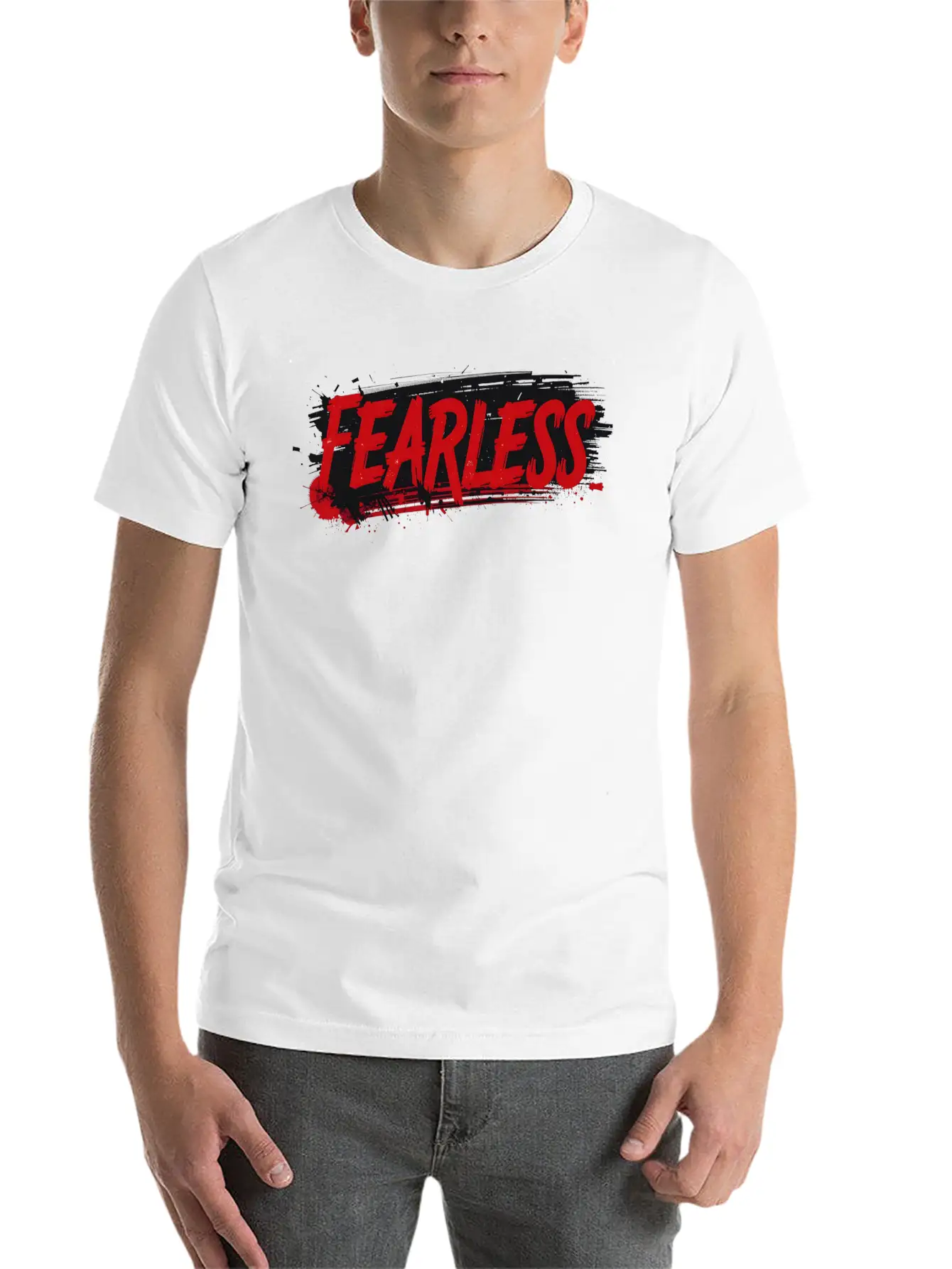 Fearless Grunge Text Art Breathable Graphic T-Shirt – Perfect For Casual Days