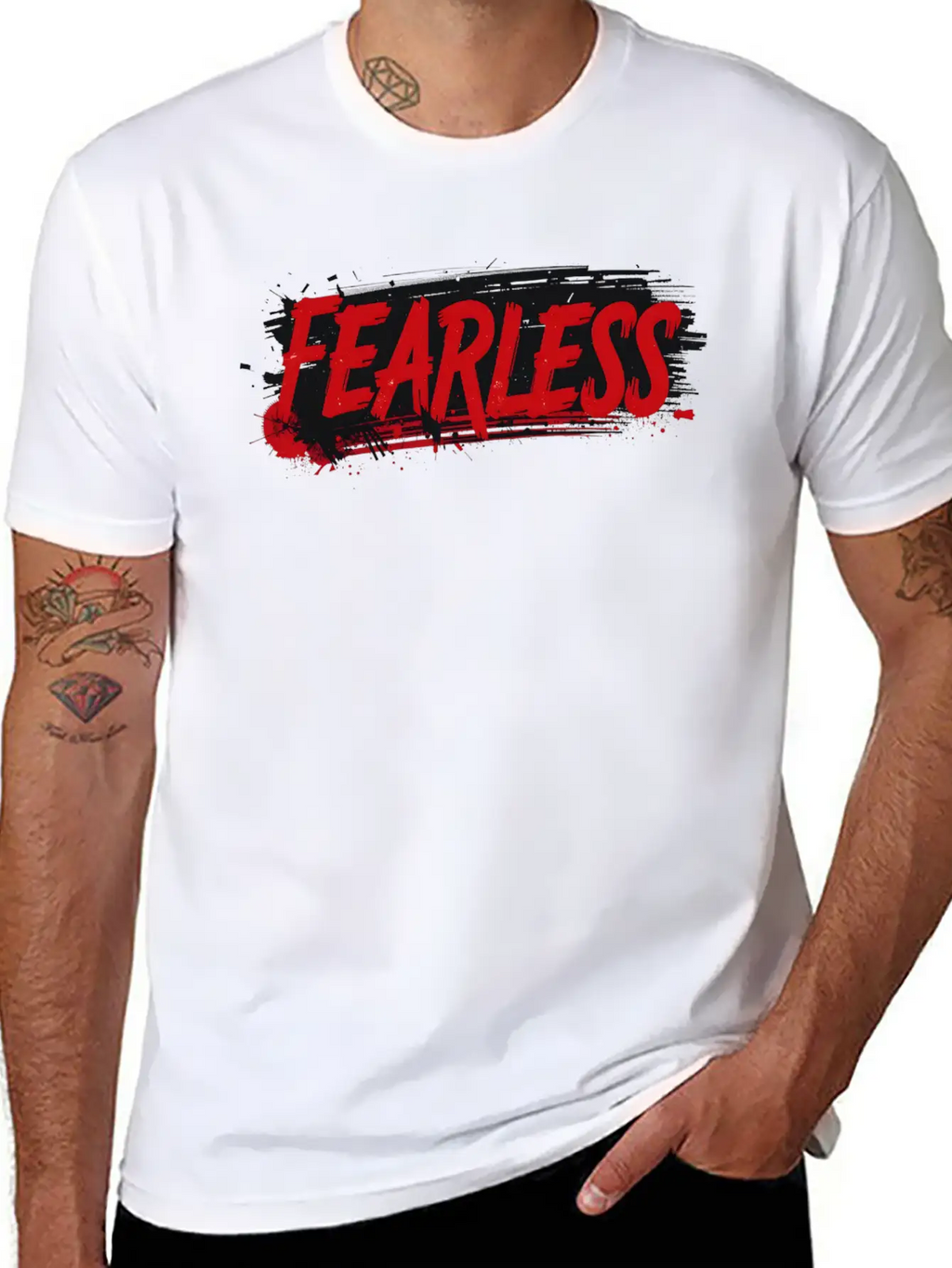 Fearless Grunge Text Art Breathable Graphic T-Shirt – Perfect For Casual Days