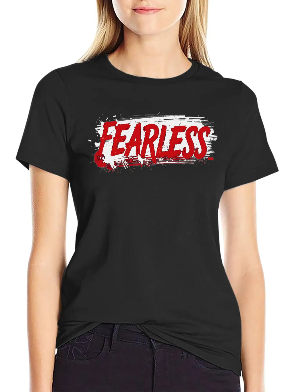 Fearless Grunge Text Art Breathable Graphic T-Shirt – Perfect For Casual Days